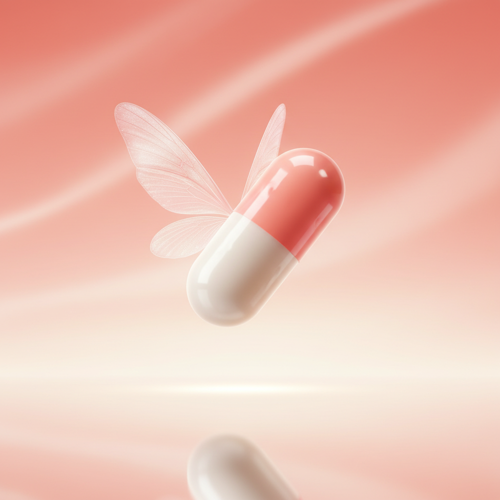 Aeropill capsule with delicate fairy wings